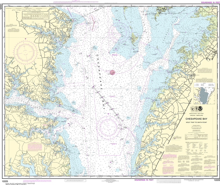 NOAA Chart 12225: Chesapeake Bay - Wolf Trap to Smith Point
