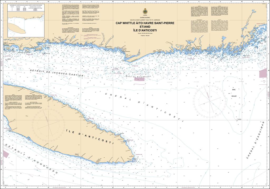 CHS Chart 4025: Cap Whittle à/to Havre Saint-Pierre et/and Île dAnticosti