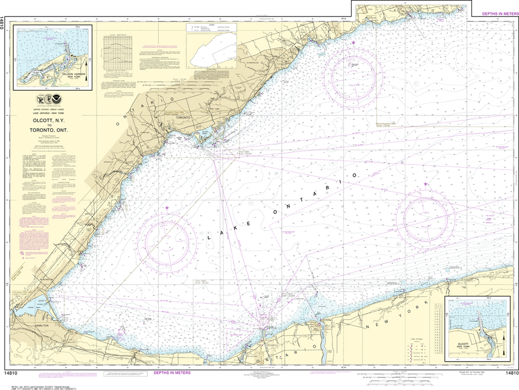 NOAA Chart 14810: Olcott Harbor to Toronto, Olcott and Wilson Harbors