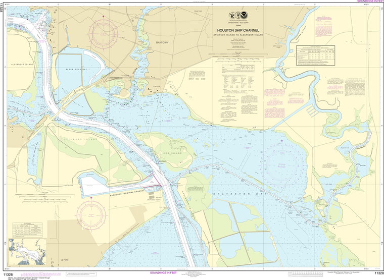 NOAA Chart 11328: Houston Ship Channel Atkinson Island to Alexander Island