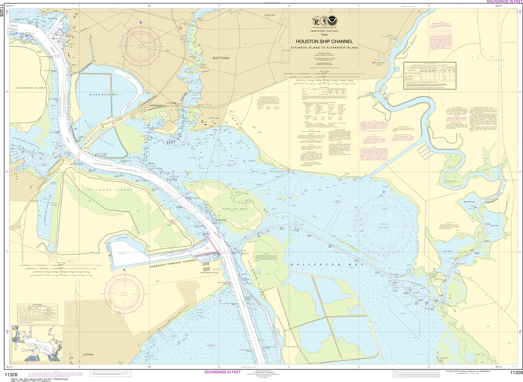 NOAA Chart 11328: Houston Ship Channel Atkinson Island to Alexander Island