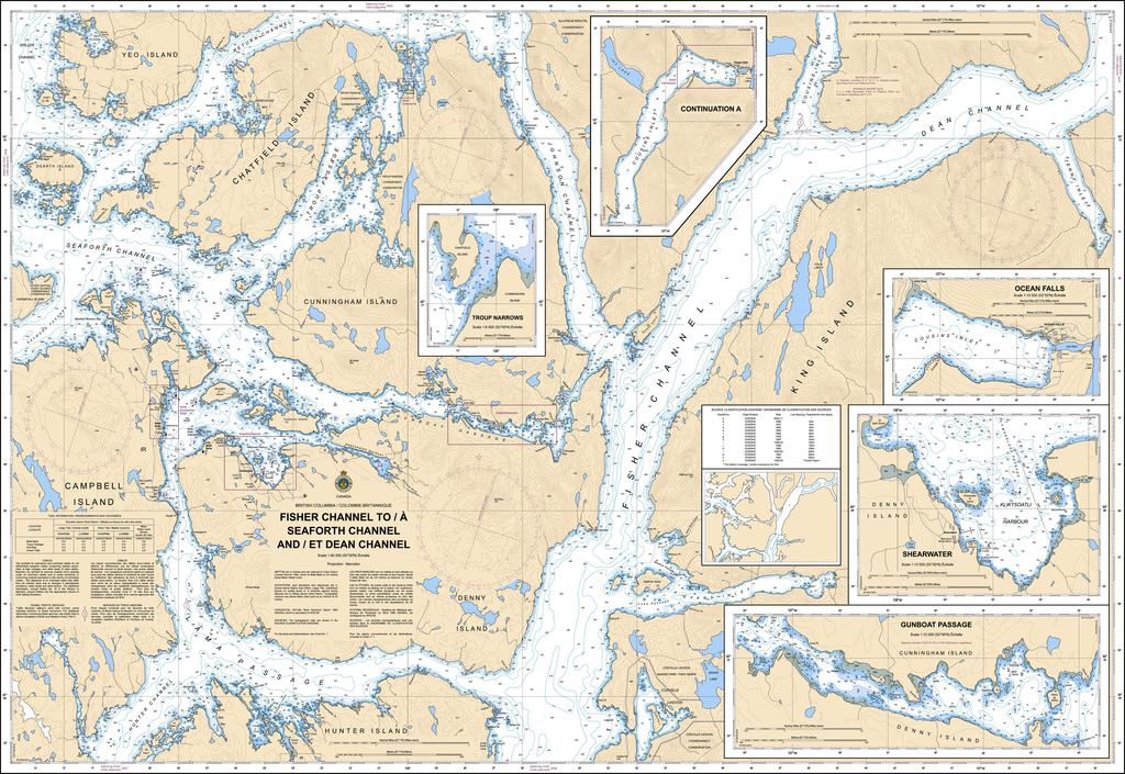 CHS Chart 3939: Fisher Channel to/à Seaforth Channel and/et Dean Channel