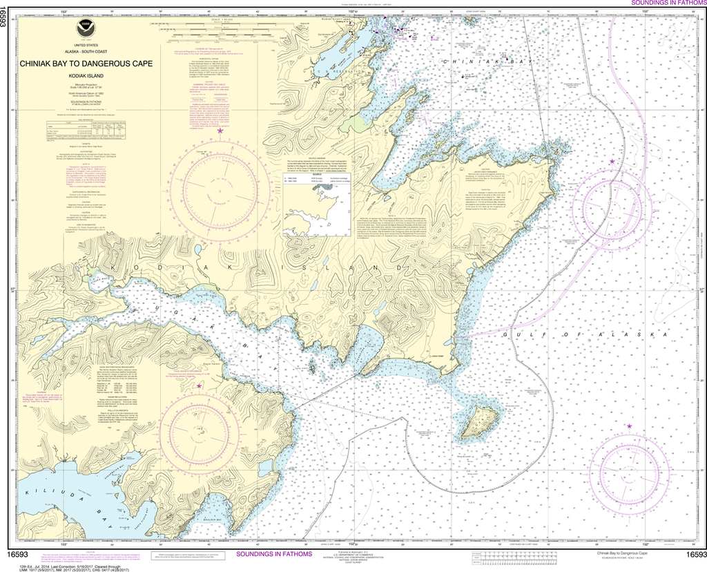 NOAA Chart 16593: Kodiak Island - Chiniak Bay to Dangerous Cape
