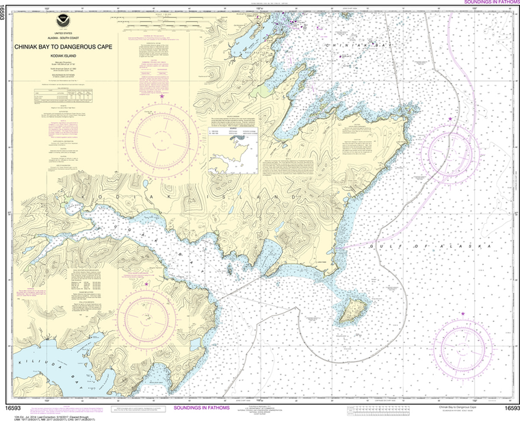NOAA Chart 16593: Kodiak Island - Chiniak Bay to Dangerous Cape