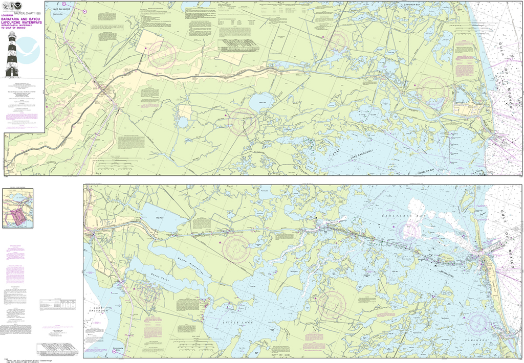NOAA Chart 11365: Barataria and Bayou Lafourche Waterways, Intracoastal Waterway to Gulf of Mexico