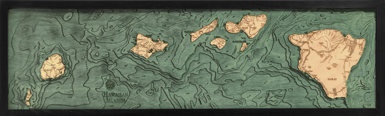 WoodChart of Hawaiian Islands (all of them)