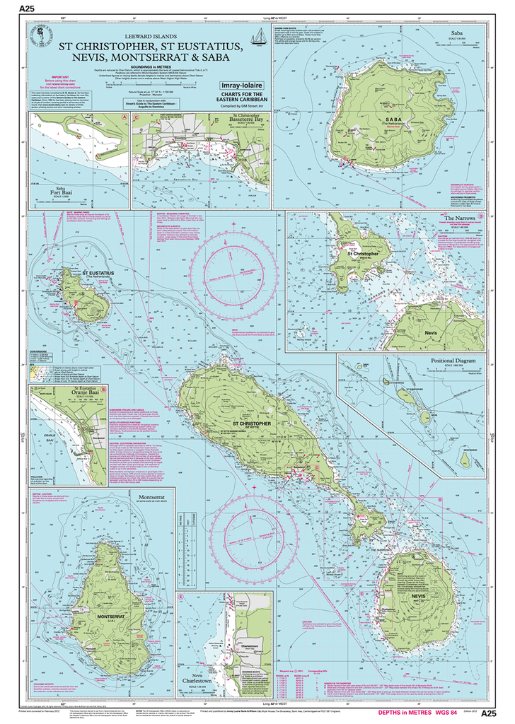 Imray Chart A25: St Christopher, St Eustatius, Nevis, Monserrat and Saba