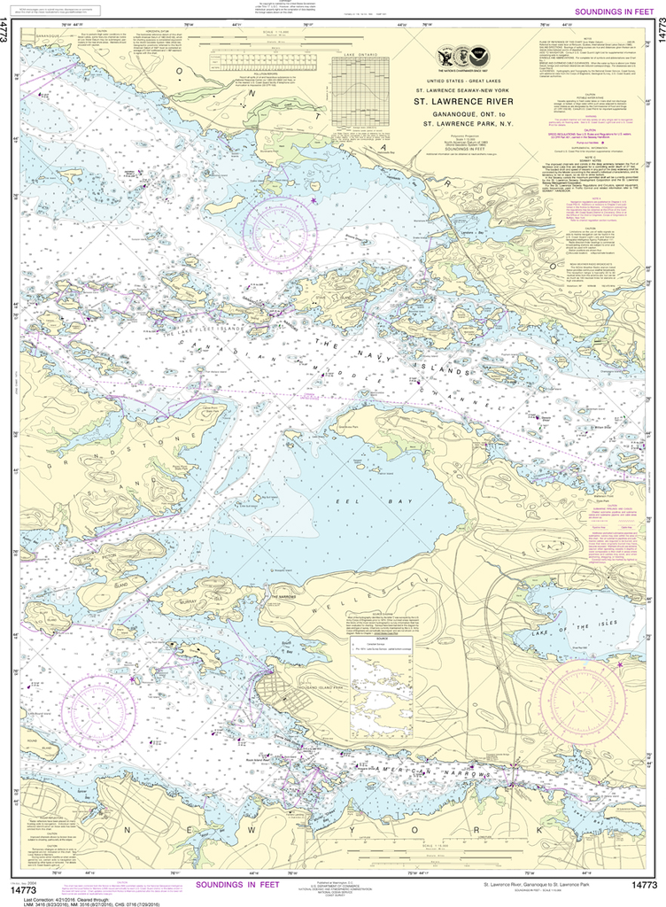 NOAA Chart 14773: Gananoque, Ont to St. Lawrence Park NY