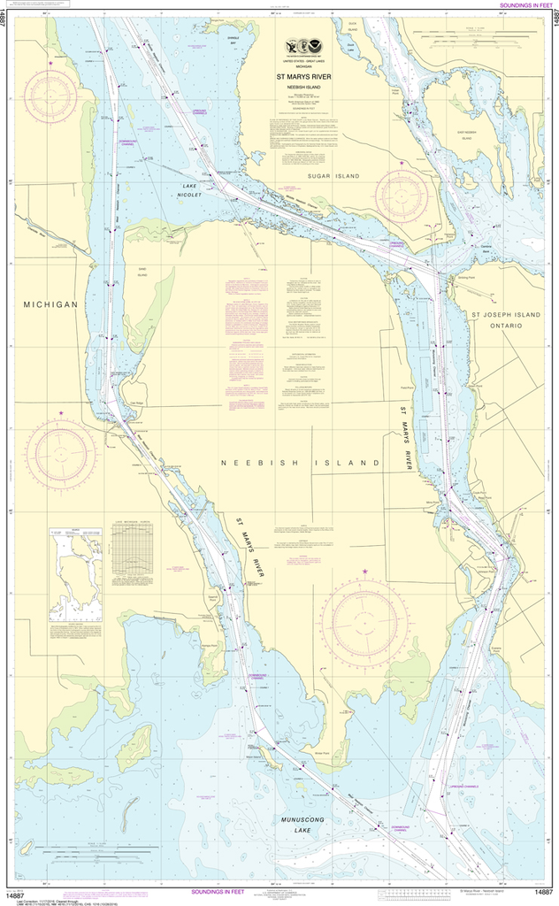 NOAA Chart 14887: St. Marys River - Vicinity of Neebish Island