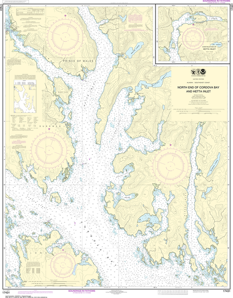 NOAA Chart 17431: North End of Cordova Bay and Hetta Inlet