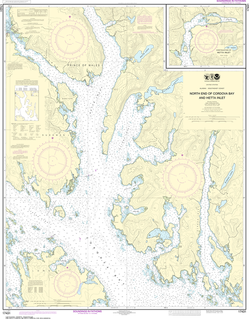 NOAA Chart 17431: North End of Cordova Bay and Hetta Inlet