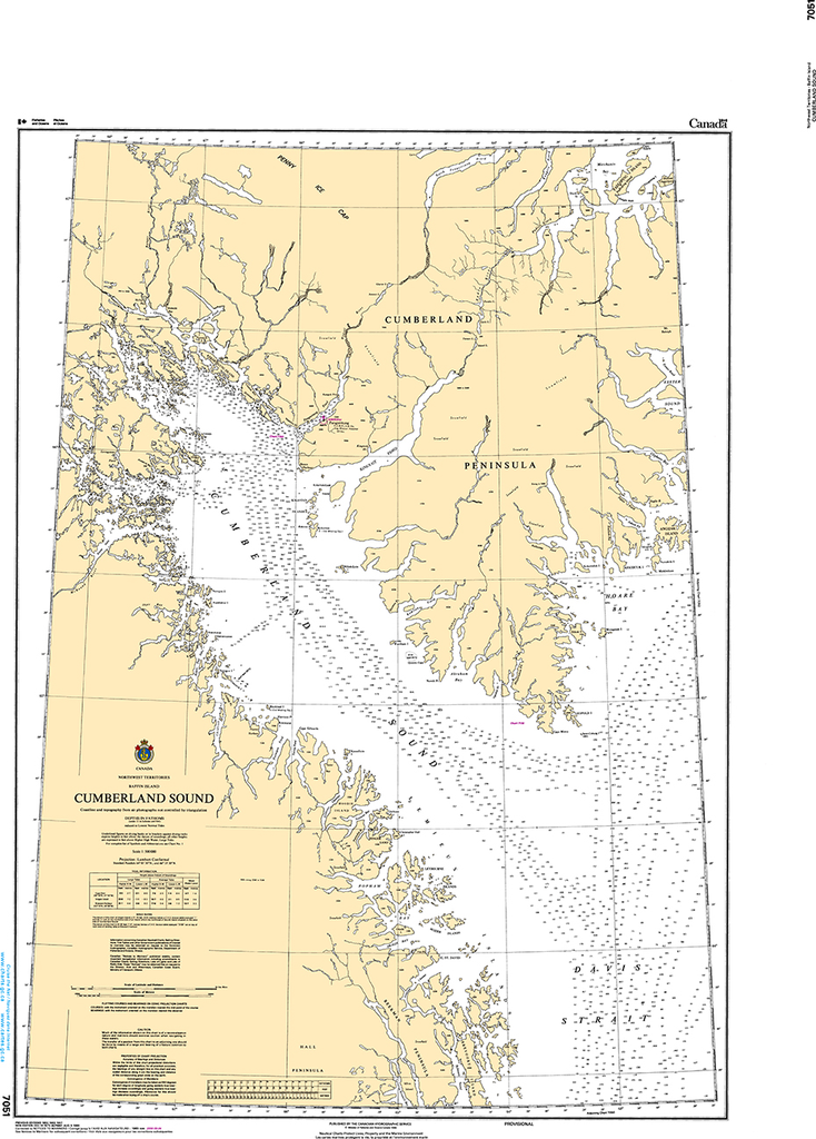 CHS Print-on-Demand Charts Canadian Waters-7051: Cumberland Sound, CHS POD Chart-CHS7051