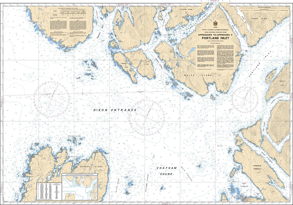 CHS Chart 3960: Approaches to/Approches à Portland Inlet