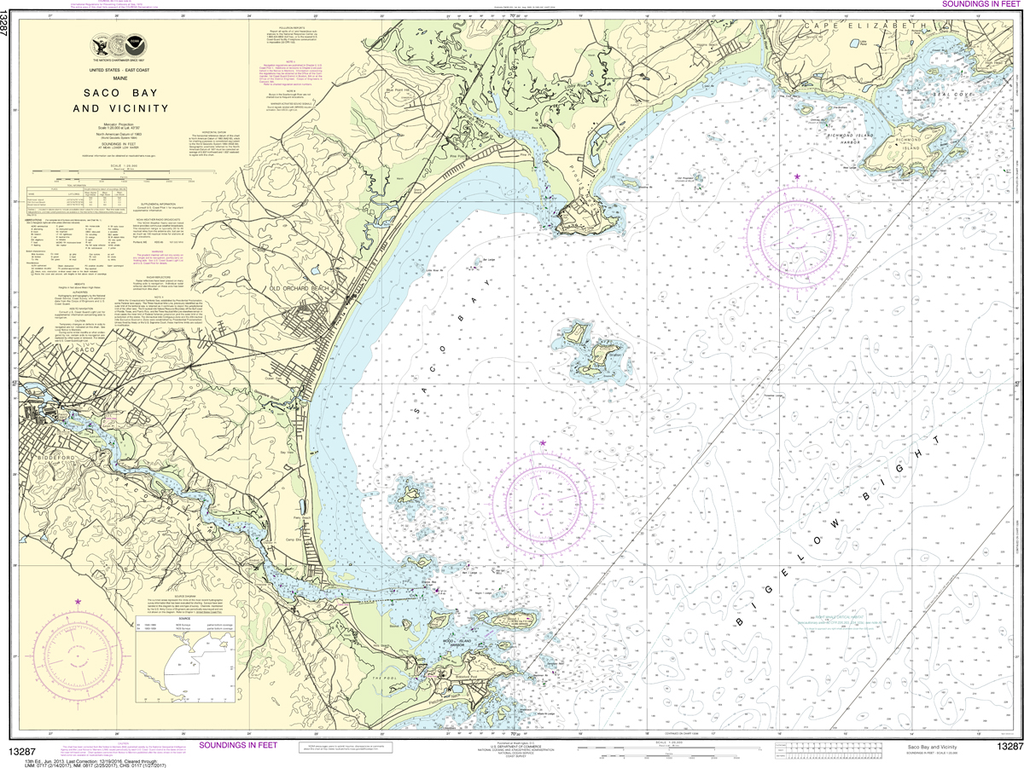 NOAA Chart 13287 Saco Bay and Vicinity Captain's Nautical Books & Charts