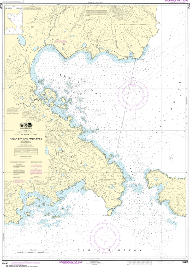 NOAA Chart 16490: Nazan Bay and Amilia Pass