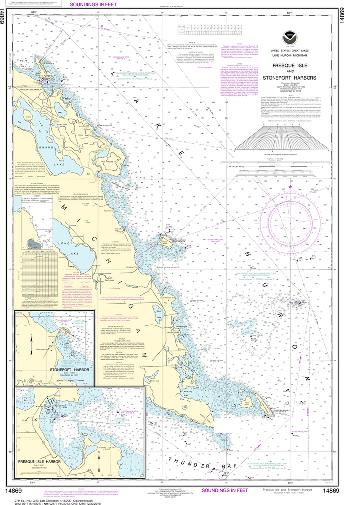 NOAA Chart 14869: Thunder Bay Island to Presque Isle, Stoneport Harbor, Resque Isle Harbor