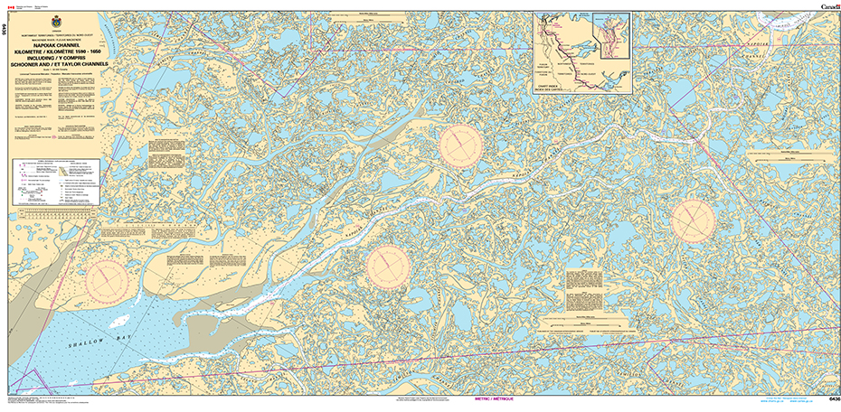 CHS Print-on-Demand Charts Canadian Waters-6436: Napoiak Channel, including / y compris Schooner and/et Taylor Channels Kilometre/KilomЏtre 1590 - 1650, CHS POD Chart-CHS6436