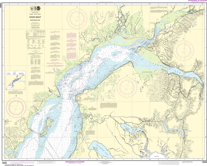 Cook Inlet Chart NOAA Chart 16660: Cook Inlet: Northern Part - Captain's Nautical Books ...