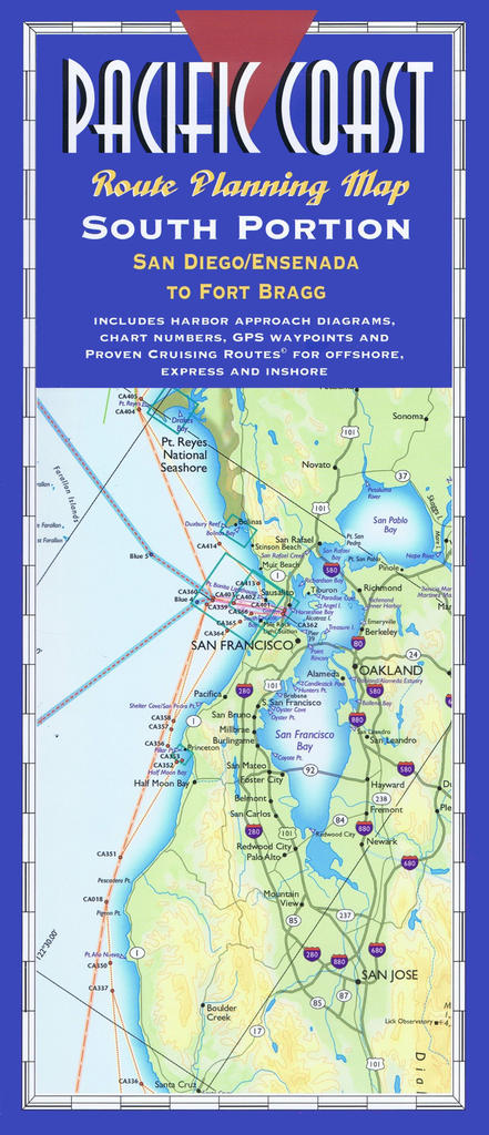 Pacific Coast Route Planning Map: South Portion, San Diego/Ensenada to Fort Bragg