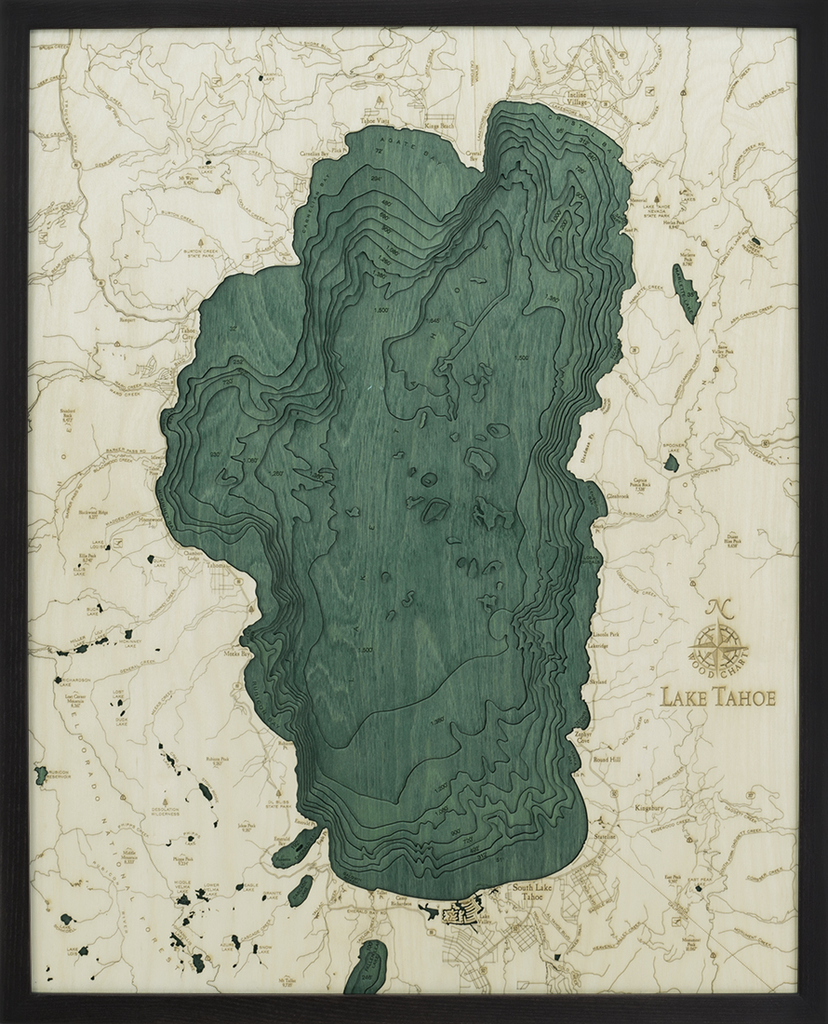 WoodChart of Lake Tahoe, California (Large)