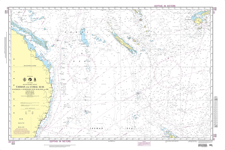 NGA Chart 602: Tasman and Coral Seas-Australia to Northern New Zealand and
