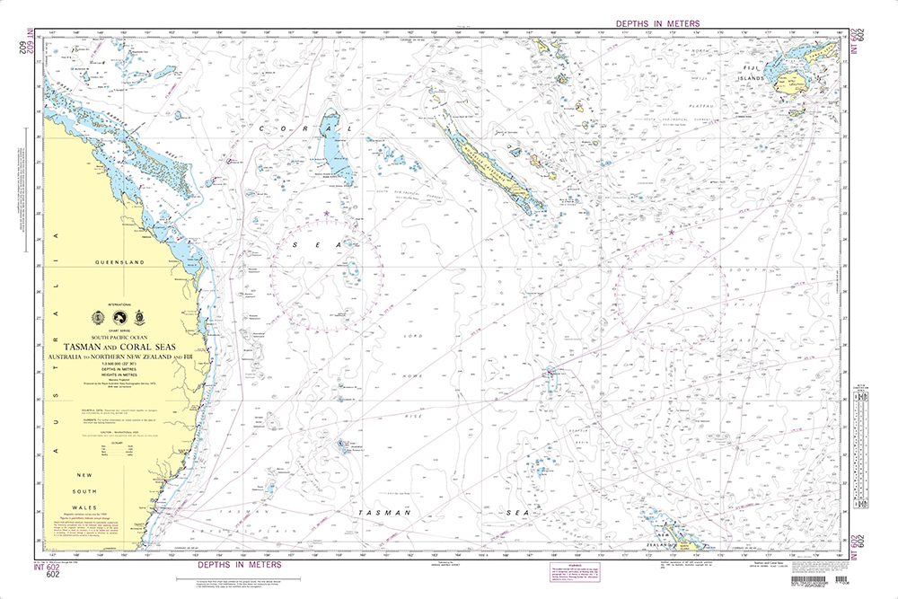 NGA Chart 602: Tasman and Coral Seas-Australia to Northern New Zealand and