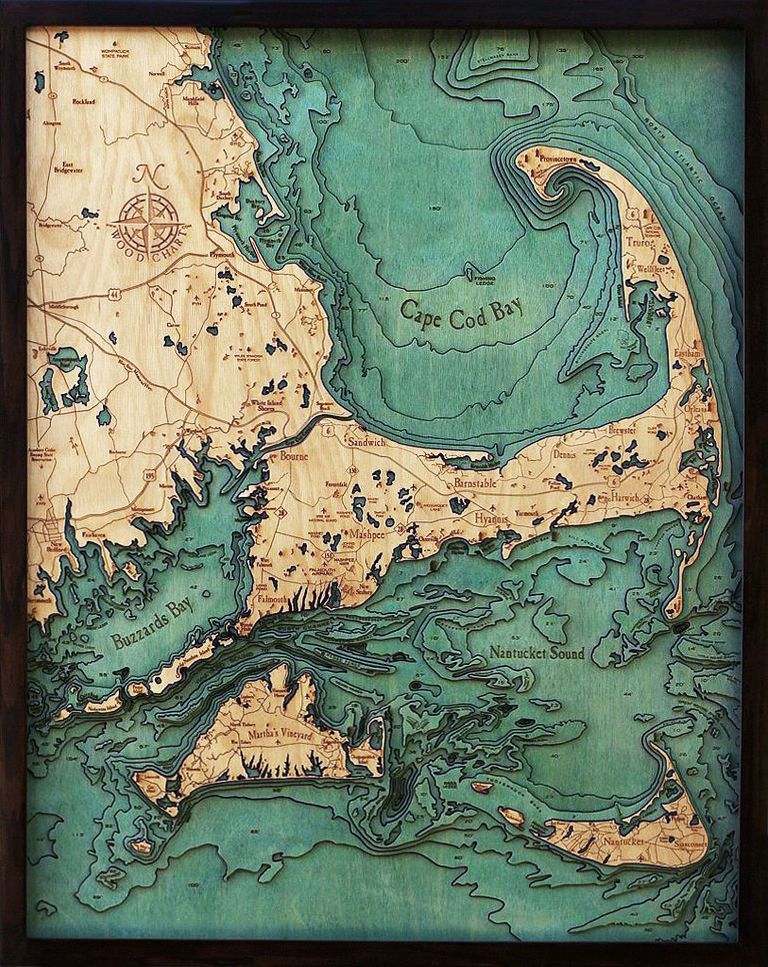 WoodChart of Cape Cod, Massachusetts (Large)