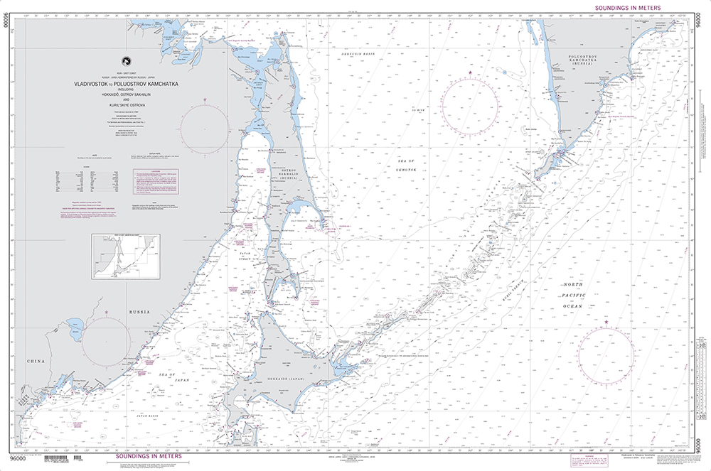 NGA Chart 96000: Vladivostok to Poluostrov Kamchatka including Hokkaido, Ostrov Sakhalin and Kurilskiye Ostrova