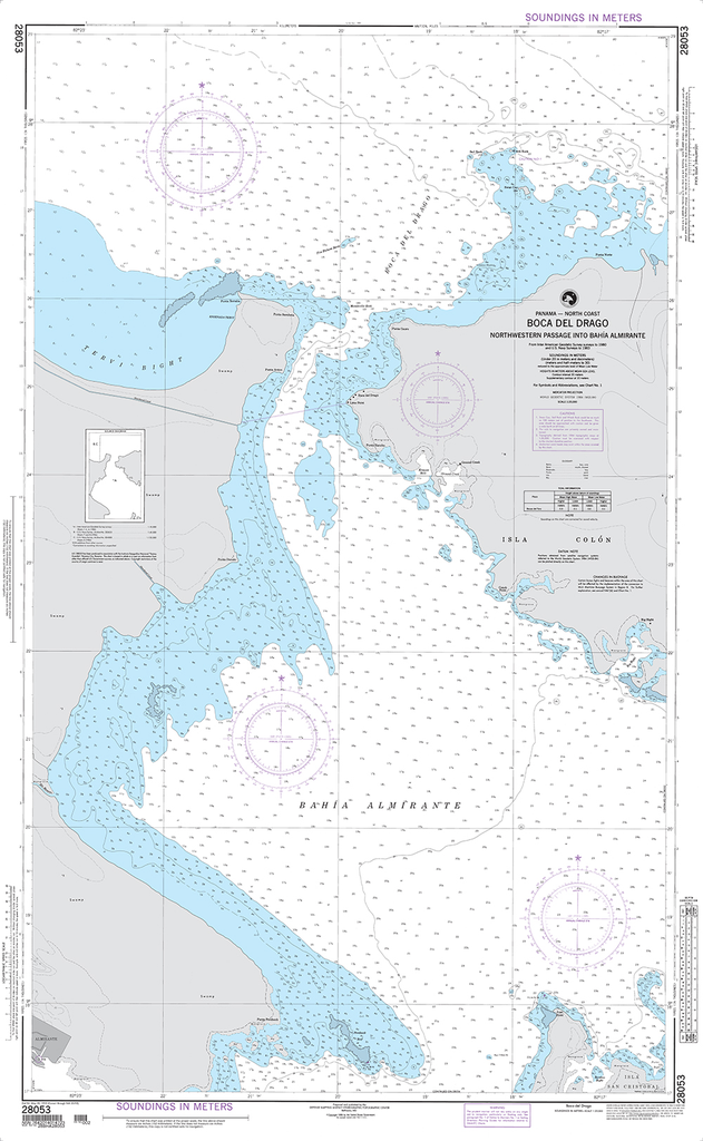 NGA Chart 28053: Northwestern Passage into Bahia Almirante (Boca del Drago)