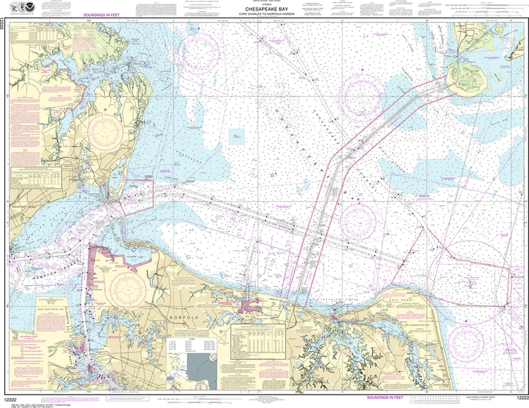 NOAA Chart 12222: Chesapeake Bay - Cape Charles to Norfolk Harbor