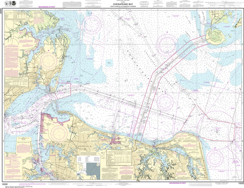 NOAA Chart 12222: Chesapeake Bay: Cape Charles to Norfolk Harbor ...