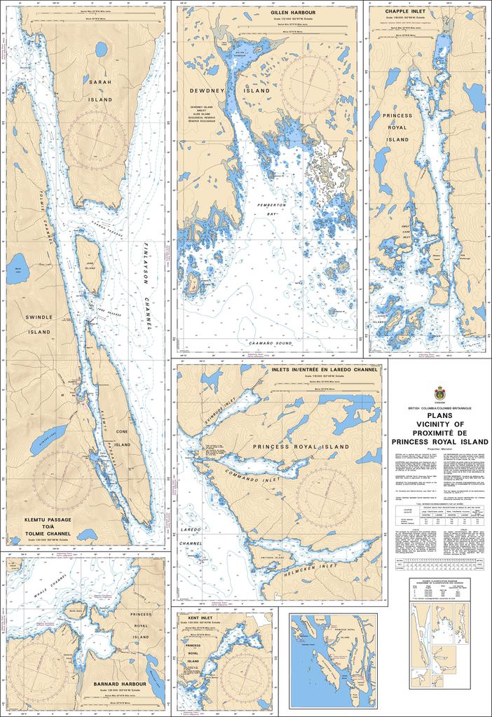 CHS Chart 3911: Plans Vicinity of/Proximité de Princess Royal Island