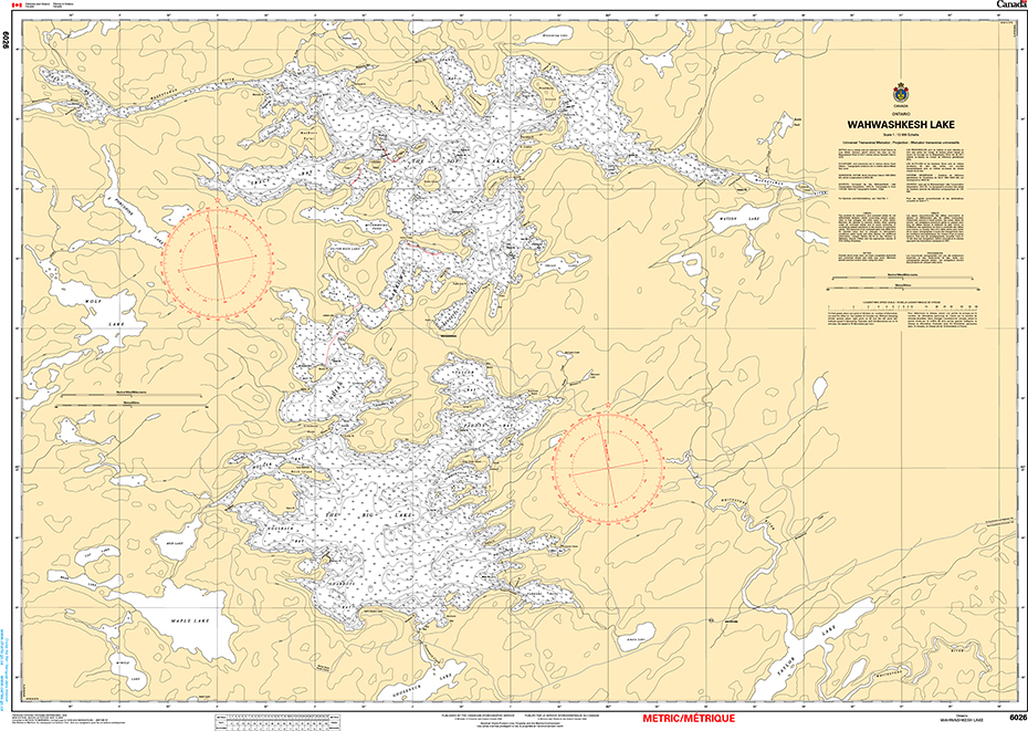 CHS Print-on-Demand Charts Canadian Waters-6026: Wahwashkesh Lake, CHS POD Chart-CHS6026