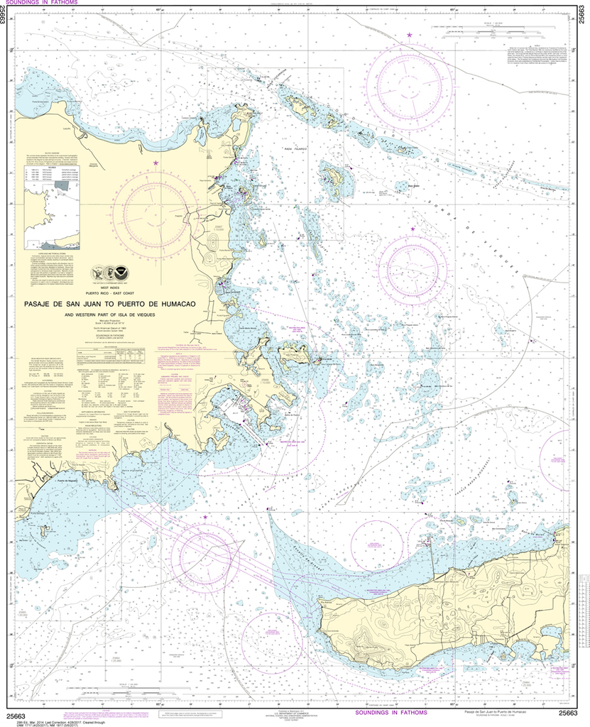 NOAA Chart 25663: Pasaje de San Juan to Puerto de Humacao and Western Part of lsla de Vieques