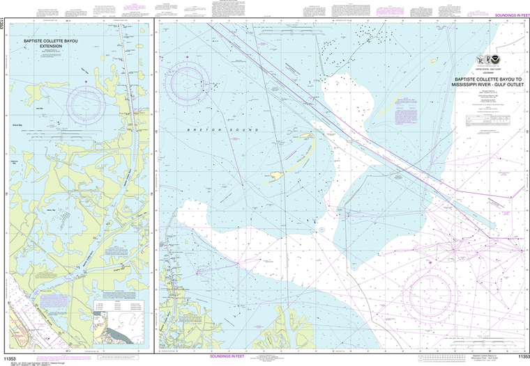 NOAA Chart 11353: Baptiste Collette Bayou to Mississippi River Gulf Outlet, Baptiste Collette Bayou Extension