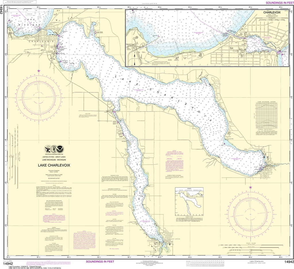 NOAA Chart 14942: Lake Charlevoix, Charlevoix - South Point to Round Lake