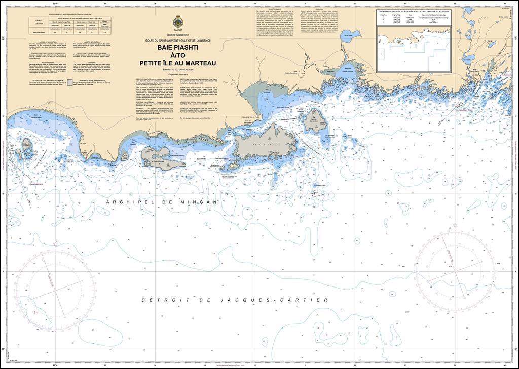 CHS Chart 4456: Baie Piashti à/to Petite Île au Marteau