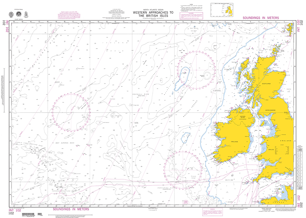 NGA Chart 102: Western Approaches to the British Isles