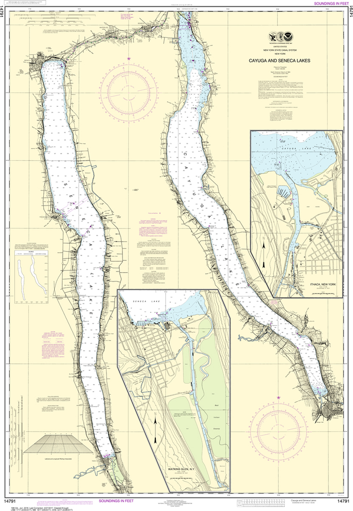 NOAA Chart 14791: Cayuga and Seneca Lakes, Watkins Glen, Ithaca