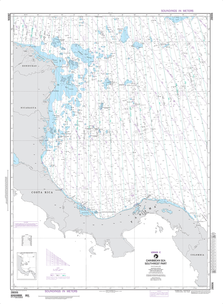 NGA Chart 28006: Caribbean Sea-Southwest Part (LORAN-C)