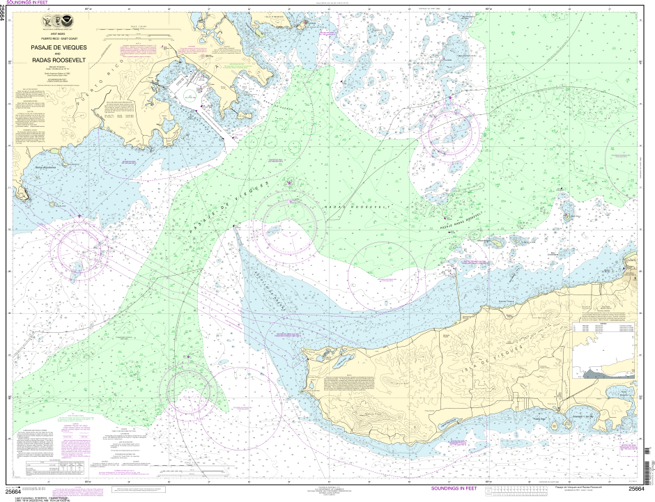 NOAA Chart 25664: Pasaje de Vieques and Radas Roosevelt