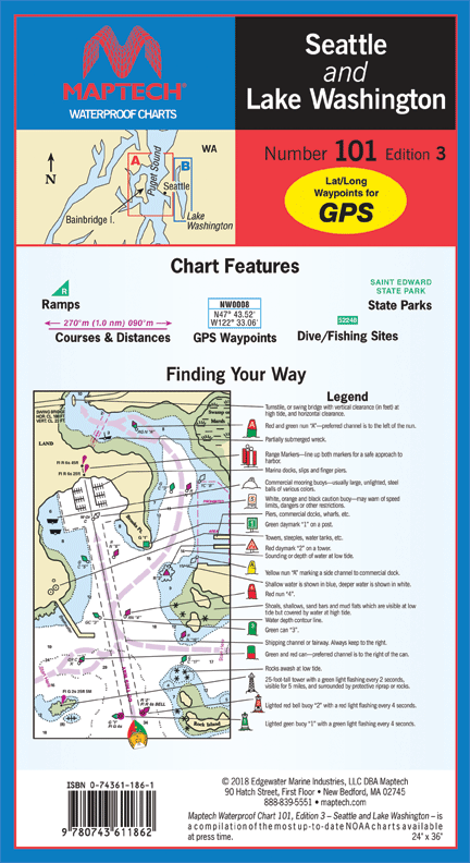 Waterproof Chart: Seattle & Lake Washington - Richardson's Maptech#101