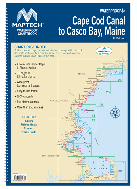 Waterproof Chartbook: Cape Cod Canal to Casco Bay, Maine (1st Ed.)
