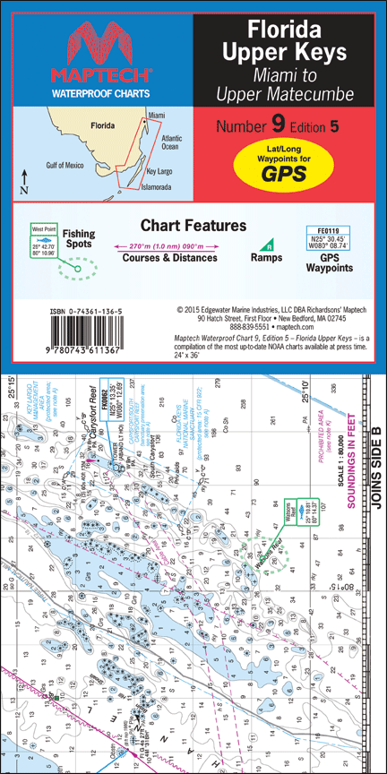 Waterproof Chart: Florida Upper Keys-Miami to Upper Matecumbe (5th Ed)