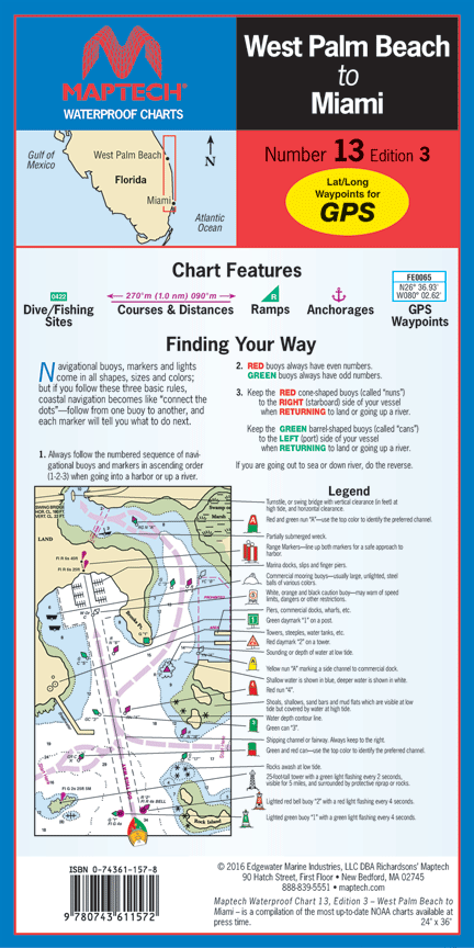 Waterproof Chart: Florida West Palm Beach to Miami (3rd Ed)