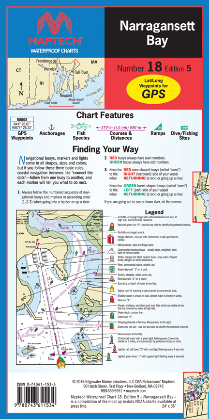 Waterproof Chart: Narragansett Bay (5th Ed)