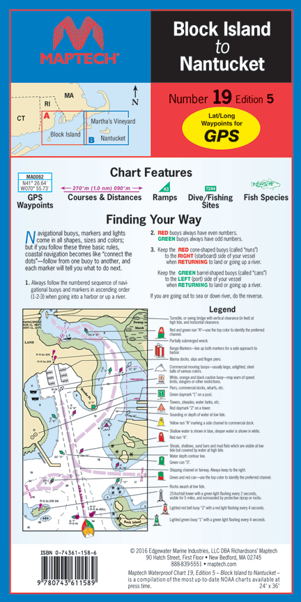 Waterproof Chart: Block Island to Nantucket (5th Ed)