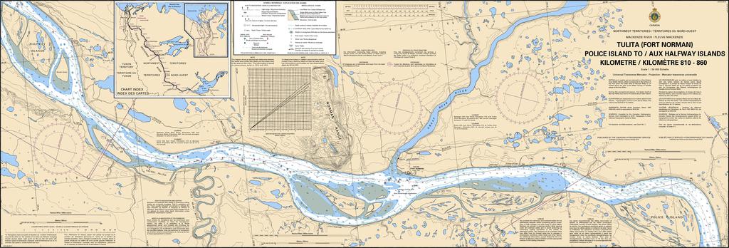 CHS Chart 6417: Tulita (Fort Norman), Police Island to/aux Halfway Islands Kilometre 810 / kilometre 860