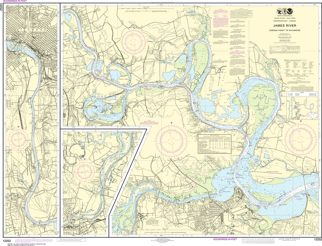 NOAA Chart 12252 James River Jordan Point to Richmond Captain's