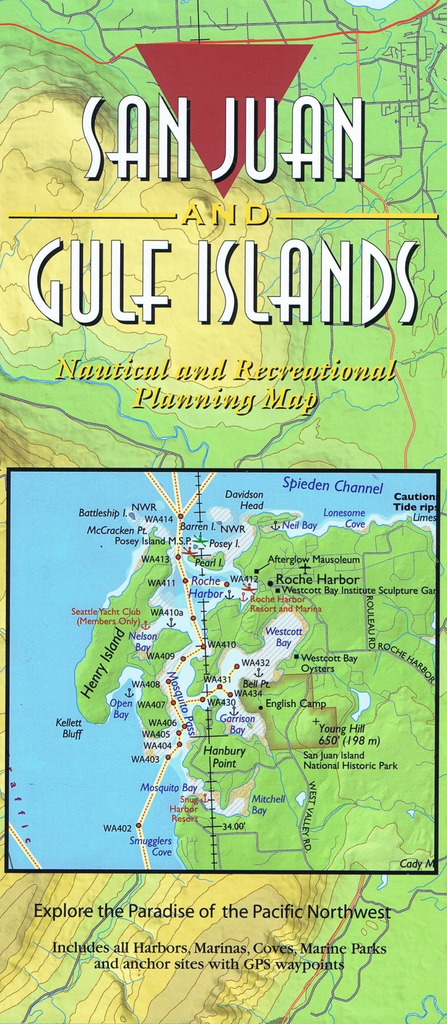 San Juan Islands and Gulf Islands Cruising Sailing Route Planning Map by Reanne Hemingway-Douglass and Don Douglass